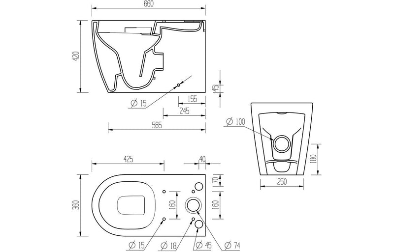 Dania Rimless Close Coupled Fully Shrouded WC & Soft Close Seat