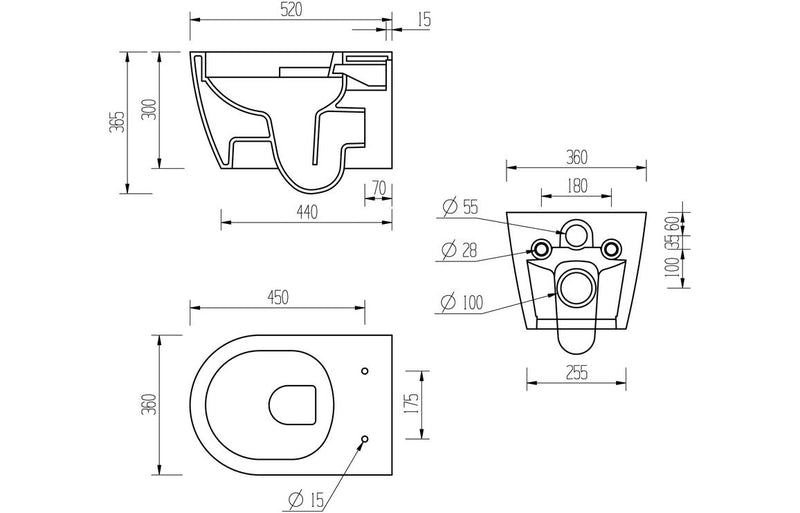 Dania Rimless Wall Hung WC & Soft Close Seat