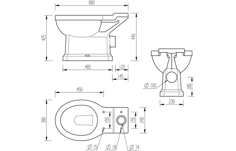 York Close Coupled WC w/Brushed Brass Finish & Soft Close Seat