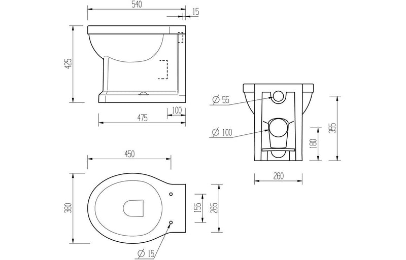 York Back To Wall WC w/Brushed Brass Finish & Soft Close Seat