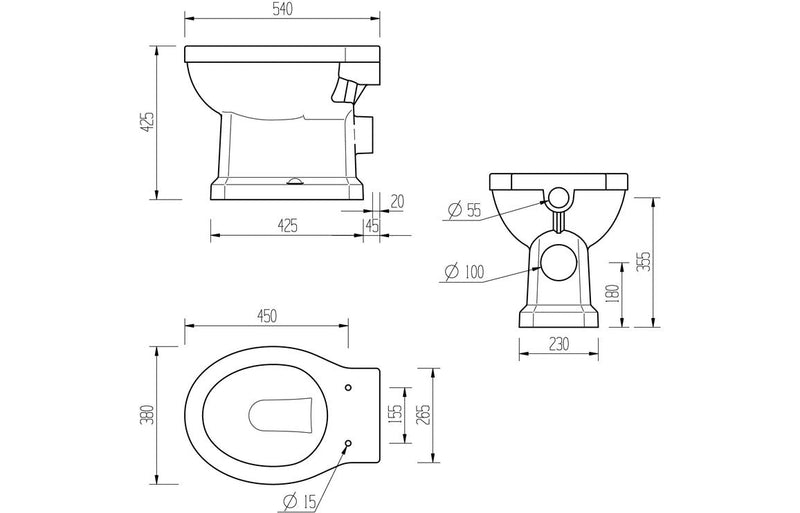 York Low Level WC & Satin White Wood Effect Seat