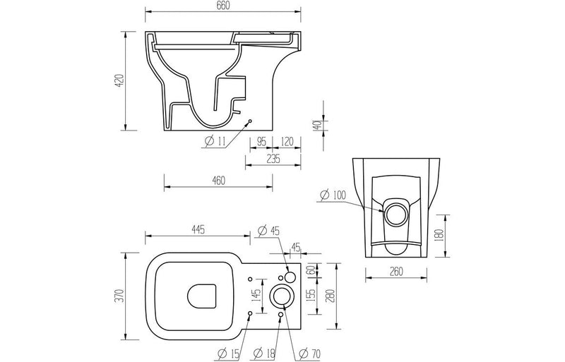 Hamilton Close Coupled Open Back WC & Soft Close Seat