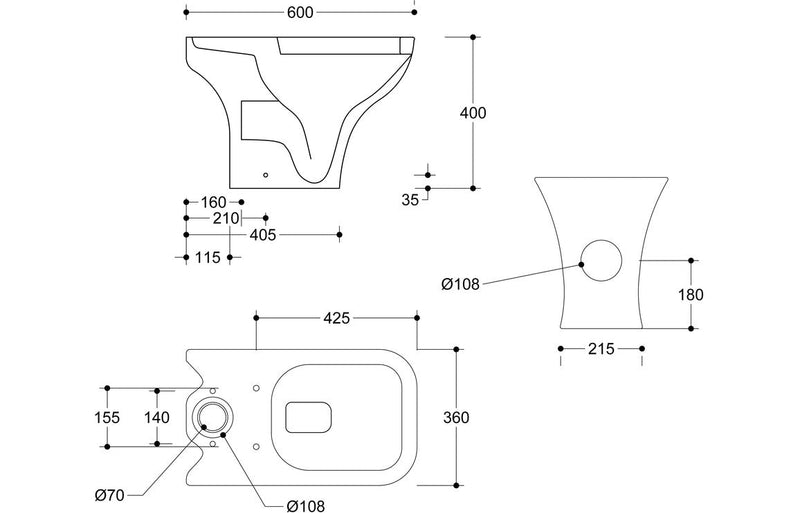 Agarwood Short Projection Close Coupled Open Back WC & Slim Soft Close Seat