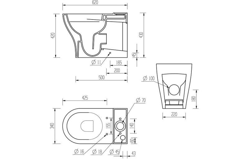 Sofia Rimless Short Projection Close Coupled Fully Shrouded WC & Soft Close Seat