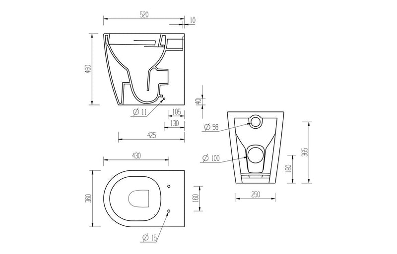 Dania Rimless Back To Wall Comfort Height WC & Soft Close Seat