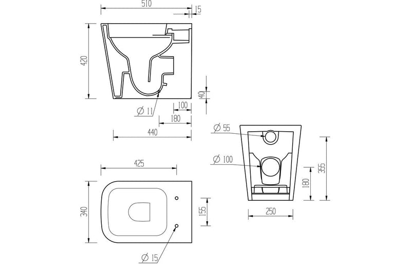 Emilia Rimless Back To Wall Short Projection WC & Soft Close Seat