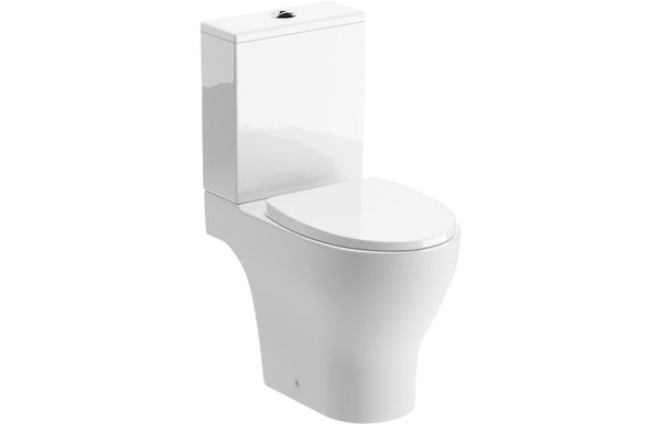 Sofia Rimless Short Projection Close Coupled Open Back WC & Soft Close Seat