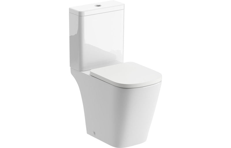 Emilia Rimless Close Coupled Open Back Comfort Height WC & Soft Close Seat