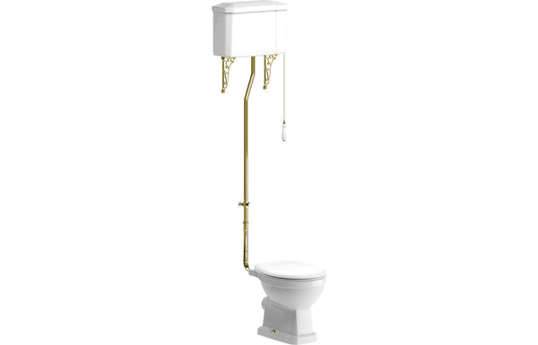 York High Level WC w/Brushed Brass Finish & Soft Close Seat