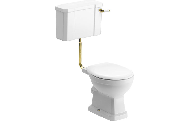 York Low Level WC w/Brushed Brass Finish & Soft Close Seat