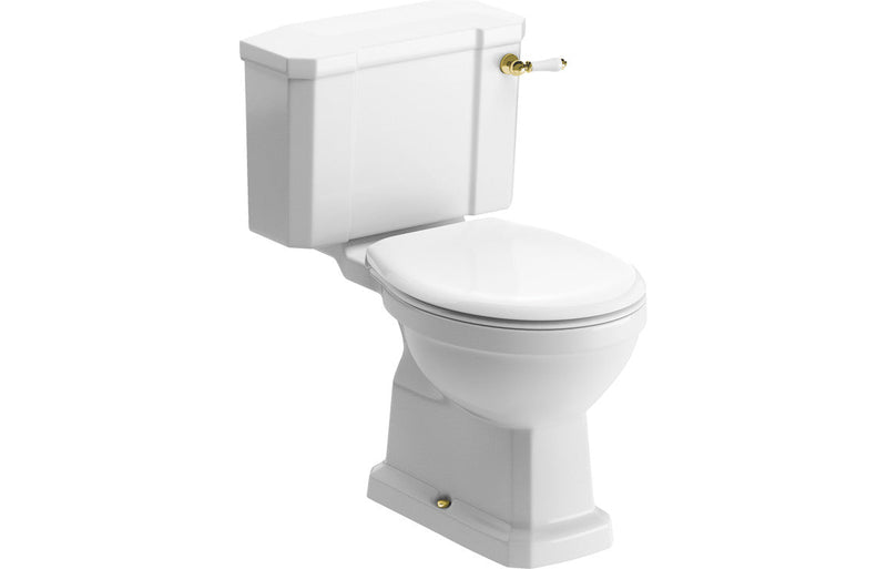 York Close Coupled WC w/Brushed Brass Finish & Soft Close Seat