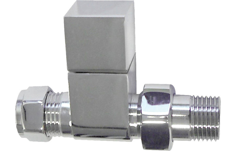 Square Chrome Radiator Valves - Straight