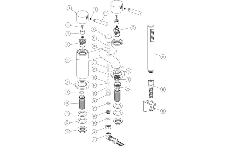 Sirena Bath/Shower Mixer & Bracket - Chrome