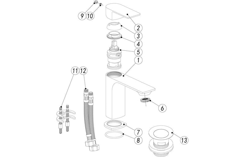 Delfino Basin Mixer & Waste - Chrome