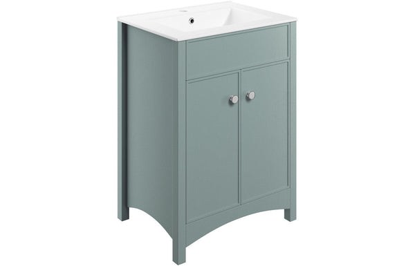 Luminara 610mm Floor Standing Basin Unit & Basin - Sea Green Ash