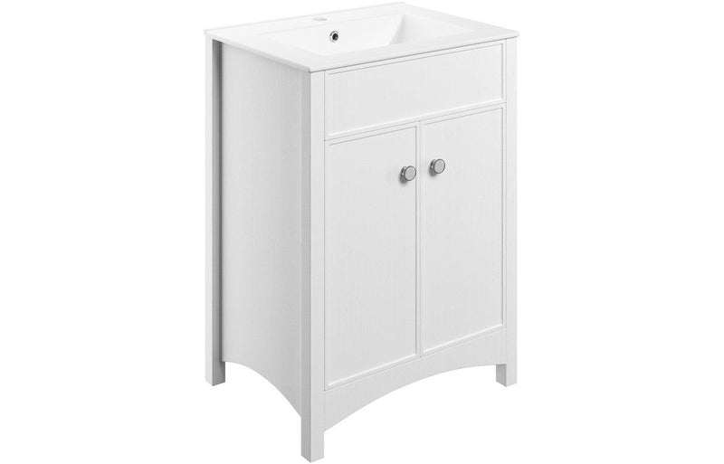 Luminara 610mm Floor Standing Basin Unit & Basin - Satin White Ash