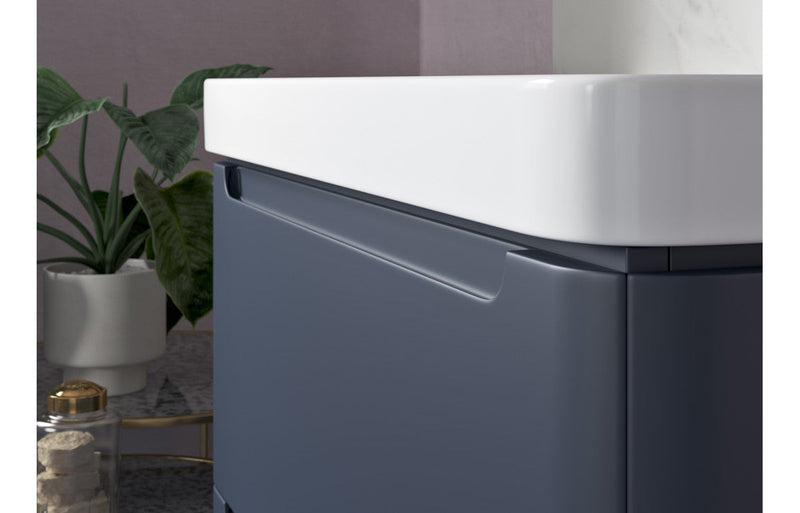 Harmony 600mm 2 Drawer Wall Hung Basin Unit - Matt Indigo