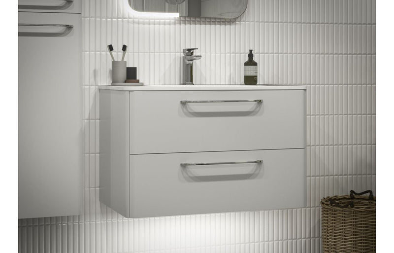 Genesis 610mm 2 Drawer Floor Unit & Basin - White Gloss