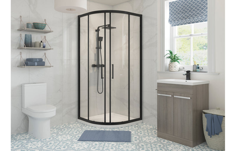 Crystal 800mm 2 Door Quadrant - Black