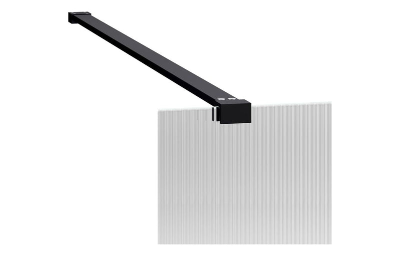 Diamond 900mm Fluted Wetroom Panel & Support Bar - Black