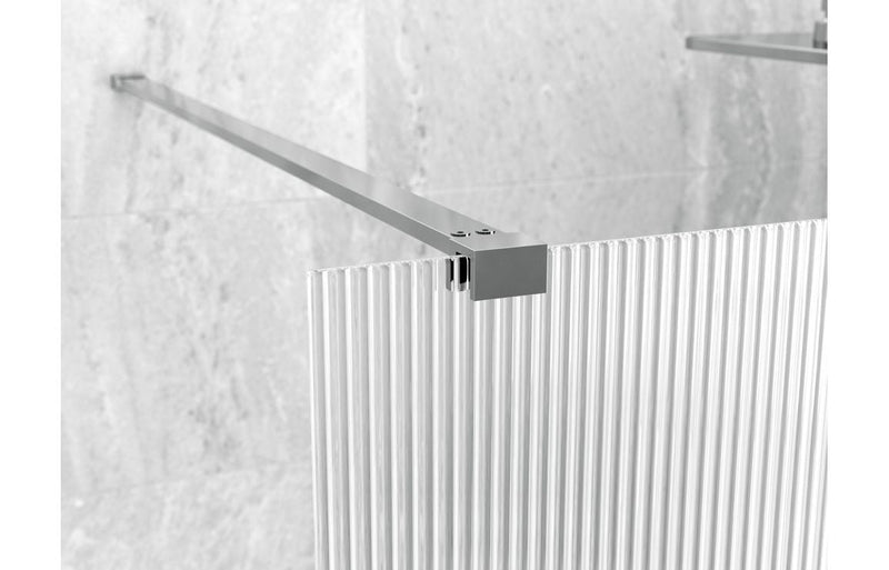 Diamond 900mm Fluted Wetroom Panel & Support Bar - Chrome
