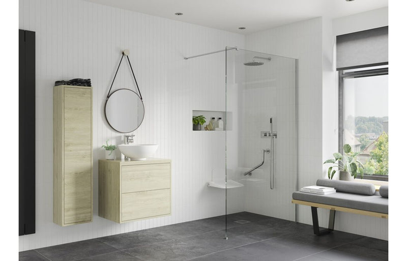 Diamond 1400mm Wetroom Panel & Floor-to-Ceiling Pole - Chrome