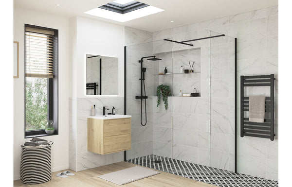 Diamond 500mm Wetroom Side Panel & Arm - Black