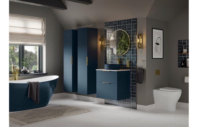 Serenita 590mm Floor Standing 2 Door Basin Unit (No Top) - Matt Deep Blue