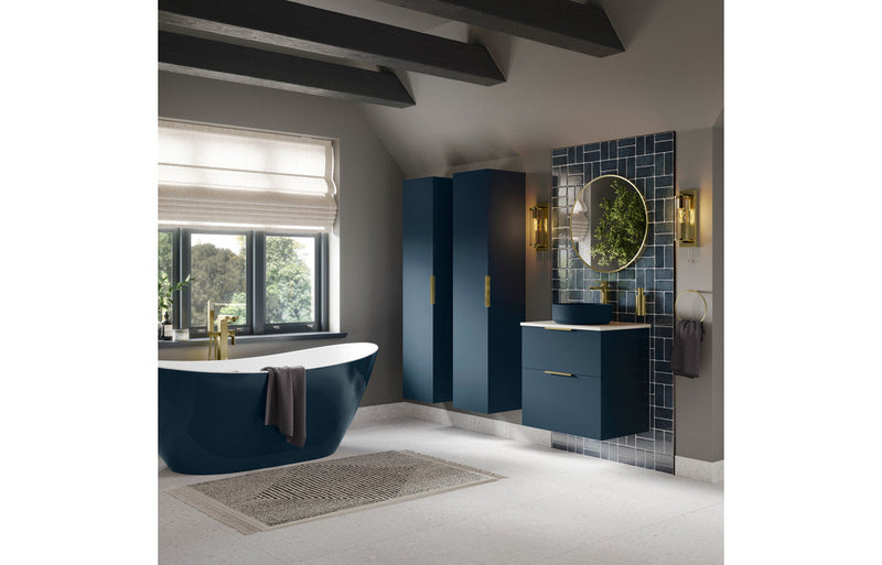 Serenita 590mm Floor Standing 2 Door Basin Unit (No Top) - Matt Deep Blue