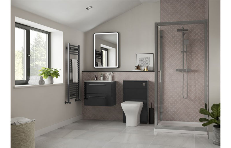 Vivido 590mm Floor Standing 2 Door Basin Unit (No Top) - Anthracite Gloss