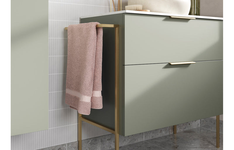 Serenita 790mm Wall Hung 2 Drawer Basin Unit (No Top) - Matt Olive Green