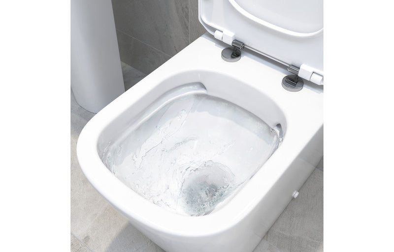 Emilia Rimless Close Coupled Open Back Comfort Height WC & Soft Close Seat