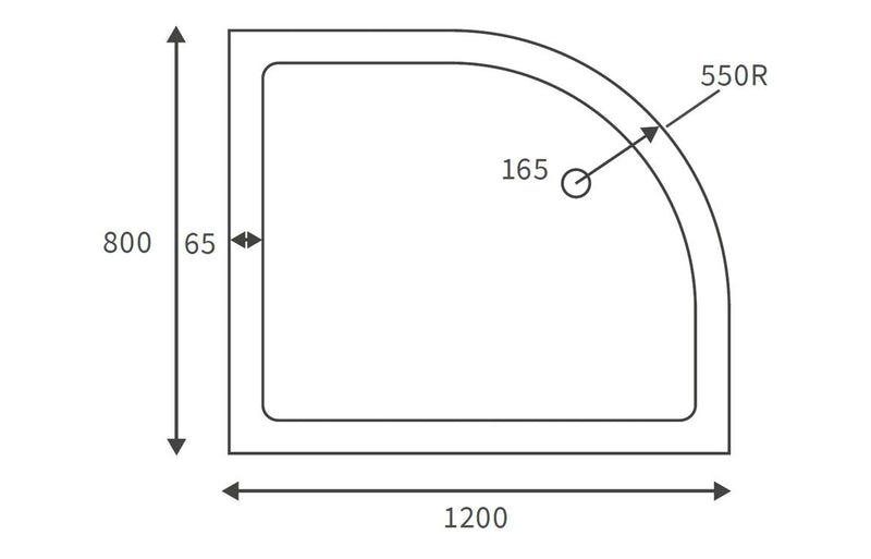 25mm Anti-Slip Ultra-Slim 1200mm x 900mm Offset Quadrant Tray & Waste (LH)