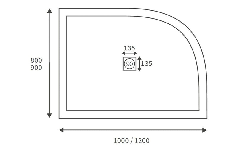 25mm Ultra-Slim 1200mm x 800mm Offset Quadrant Tray (No Waste) (LH)