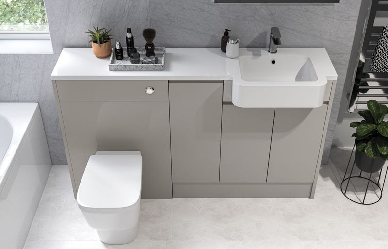 Trysta 1242mm Basin & WC Unit Pack (RH) - Pearl Grey Gloss