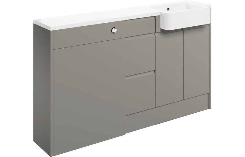 Trysta 1542mm Basin WC & 3 Drawer Unit Pack (RH) - Pearl Grey Gloss