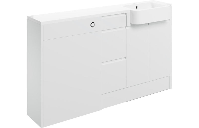 Trysta 1542mm Basin WC & 3 Drawer Unit Pack (RH) - White Gloss