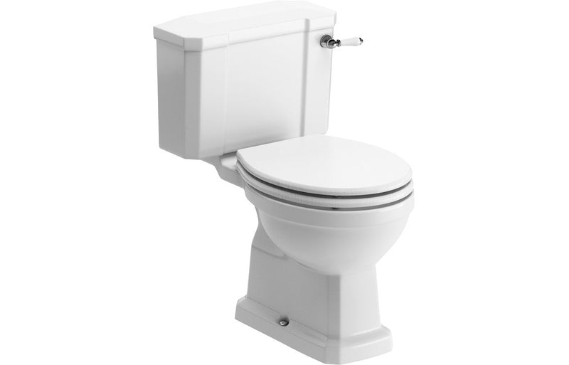 York Close Coupled WC & Satin White Wood Effect Seat