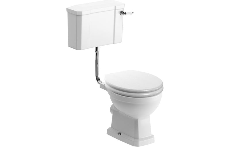 York Low Level WC & Satin White Wood Effect Seat